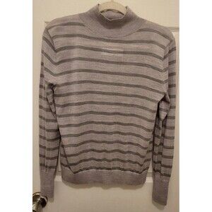 Banana Republic Turtleneck Gray Striped Merino Wool Size Small